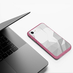Чехол iPhone 7/8 матовый Серый ромбово угольный паттерн, цвет: 3D-малиновый — фото 2