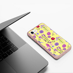 Чехол iPhone 7/8 матовый Фиолетовый цветник, цвет: 3D-светло-розовый — фото 2