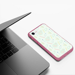 Чехол iPhone 7/8 матовый Pizza lover, цвет: 3D-малиновый — фото 2