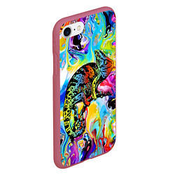 Чехол iPhone 7/8 матовый Маскировка хамелеона на фоне ярких красок, цвет: 3D-малиновый — фото 2