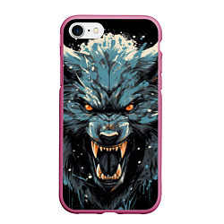 Чехол iPhone 7/8 матовый Fantasy blue wolf, цвет: 3D-малиновый