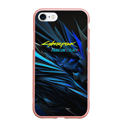 Чехол iPhone 7/8 матовый Cyberpunk 2077 phantom liberty blue logo, цвет: 3D-светло-розовый