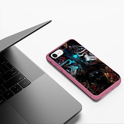 Чехол iPhone 7/8 матовый Броня в стиле киберпанк, цвет: 3D-малиновый — фото 2