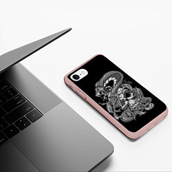 Чехол iPhone 7/8 матовый Cobra and skull, цвет: 3D-светло-розовый — фото 2