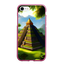 Чехол iPhone 7/8 матовый Пирамида индейцев майя, цвет: 3D-малиновый