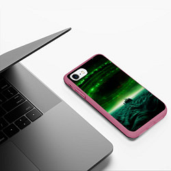 Чехол iPhone 7/8 матовый Космический шторм, цвет: 3D-малиновый — фото 2