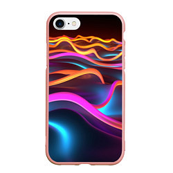 Чехол iPhone 7/8 матовый Неоновые фиолетовые волны, цвет: 3D-светло-розовый