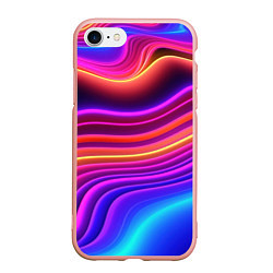 Чехол iPhone 7/8 матовый Яркие неоновые волны, цвет: 3D-светло-розовый