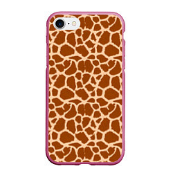 Чехол iPhone 7/8 матовый Шкура Жирафа - Giraffe, цвет: 3D-малиновый
