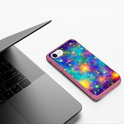 Чехол iPhone 7/8 матовый Звездный космос, сияющий волшебством, цвет: 3D-малиновый — фото 2