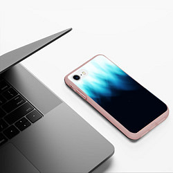 Чехол iPhone 7/8 матовый Синее пламя огня на черном, цвет: 3D-светло-розовый — фото 2