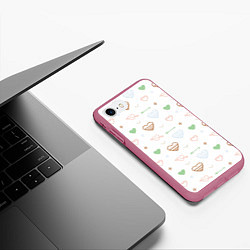 Чехол iPhone 7/8 матовый Cute hearts, цвет: 3D-малиновый — фото 2