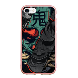 Чехол iPhone 7/8 матовый Демон самурай - Они, цвет: 3D-светло-розовый