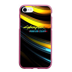 Чехол iPhone 7/8 матовый Cyberpunk 2077 phantom liberty black gold, цвет: 3D-малиновый