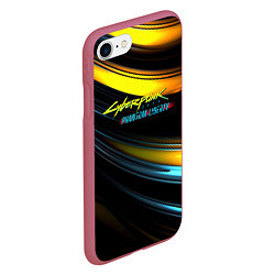 Чехол iPhone 7/8 матовый Cyberpunk 2077 phantom liberty black gold, цвет: 3D-малиновый — фото 2