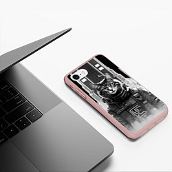 Чехол iPhone 7/8 матовый Крутой котяра в Нью-Йорке - киберпанк, цвет: 3D-светло-розовый — фото 2