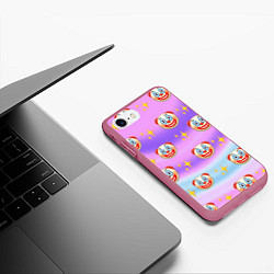 Чехол iPhone 7/8 матовый Узор с Клоунами, цвет: 3D-малиновый — фото 2