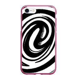 Чехол iPhone 7/8 матовый Черно-белая воронка, цвет: 3D-малиновый