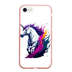 Чехол iPhone 7/8 матовый Единорог в красках, цвет: 3D-светло-розовый