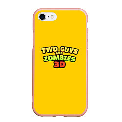 Чехол iPhone 7/8 матовый Two Guys & Zombies 3D - Лого на желтом