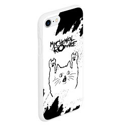 Чехол iPhone 7/8 матовый My Chemical Romance рок кот на светлом фоне, цвет: 3D-белый — фото 2