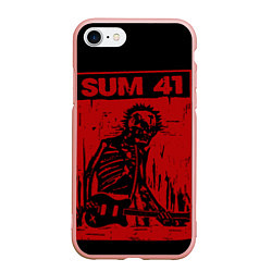 Чехол iPhone 7/8 матовый Sum41 - Skeleton, цвет: 3D-светло-розовый