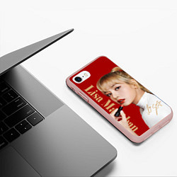 Чехол iPhone 7/8 матовый Blackpink Lisa paints lips, цвет: 3D-светло-розовый — фото 2