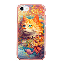 Чехол iPhone 7/8 матовый Рыжий кот в цветных облаках, цвет: 3D-светло-розовый