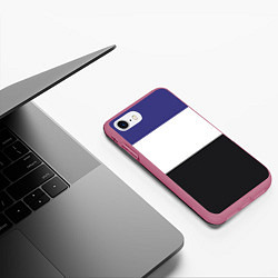 Чехол iPhone 7/8 матовый Три цветных полосы, цвет: 3D-малиновый — фото 2