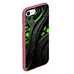 Чехол iPhone 7/8 матовый Green black abstract, цвет: 3D-малиновый — фото 2