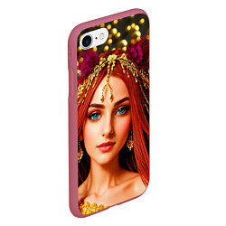 Чехол iPhone 7/8 матовый Девушка с распущенными красными волосами, цвет: 3D-малиновый — фото 2