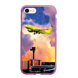 Чехол iPhone 7/8 матовый S7 Боинг 737 в облаках, цвет: 3D-малиновый
