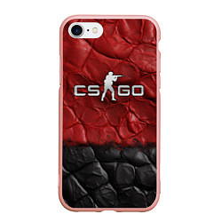 Чехол iPhone 7/8 матовый CS GO red black texture, цвет: 3D-светло-розовый