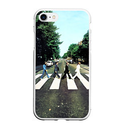Чехол iPhone 7/8 матовый The Beatles альбом Abbey Road, цвет: 3D-белый