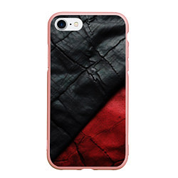 Чехол iPhone 7/8 матовый Черно - красная кожа
