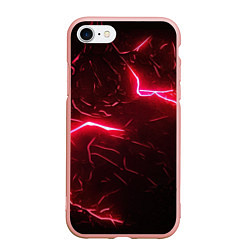 Чехол iPhone 7/8 матовый Красные молнии, цвет: 3D-светло-розовый