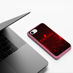 Чехол iPhone 7/8 матовый CSGO logo dark red, цвет: 3D-малиновый — фото 2