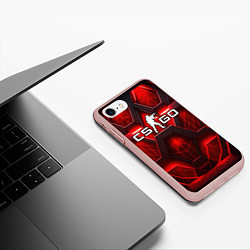 Чехол iPhone 7/8 матовый CS GO red space abstract, цвет: 3D-светло-розовый — фото 2
