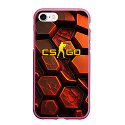 Чехол iPhone 7/8 матовый CS GO orange logo, цвет: 3D-малиновый