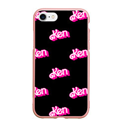 Чехол iPhone 7/8 матовый Логотип Кен - патерн, цвет: 3D-светло-розовый