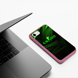 Чехол iPhone 7/8 матовый CS GO green logo, цвет: 3D-малиновый — фото 2