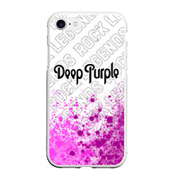 Чехол iPhone 7/8 матовый Deep Purple rock legends: символ сверху, цвет: 3D-белый