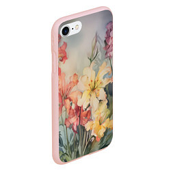 Чехол iPhone 7/8 матовый Акварельные лилии, цвет: 3D-светло-розовый — фото 2