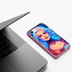 Чехол iPhone 7/8 матовый Девушка из будущего, цвет: 3D-малиновый — фото 2