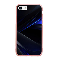 Чехол iPhone 7/8 матовый Black blue background, цвет: 3D-светло-розовый