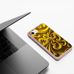 Чехол iPhone 7/8 матовый Желтый объемный узор, цвет: 3D-светло-розовый — фото 2
