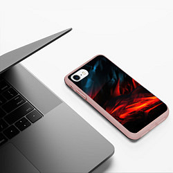 Чехол iPhone 7/8 матовый Red black abstract, цвет: 3D-светло-розовый — фото 2