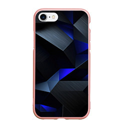 Чехол iPhone 7/8 матовый Black blue abstract, цвет: 3D-светло-розовый