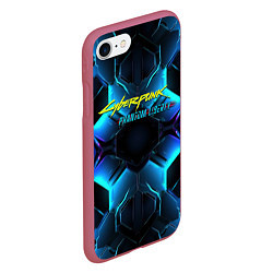 Чехол iPhone 7/8 матовый Cyberpunk 2077 neon texture, цвет: 3D-малиновый — фото 2