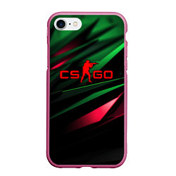 Чехол iPhone 7/8 матовый CS GO green red, цвет: 3D-малиновый